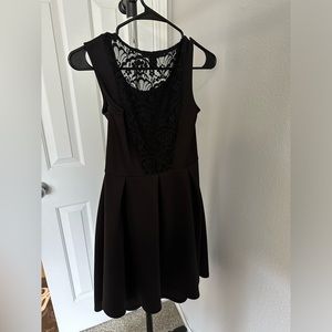Forever 21 Black Fit and Flare Skater Dress Lace Detailing